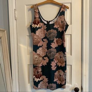Bar III Dark Teal Floral Tank Mini Dress